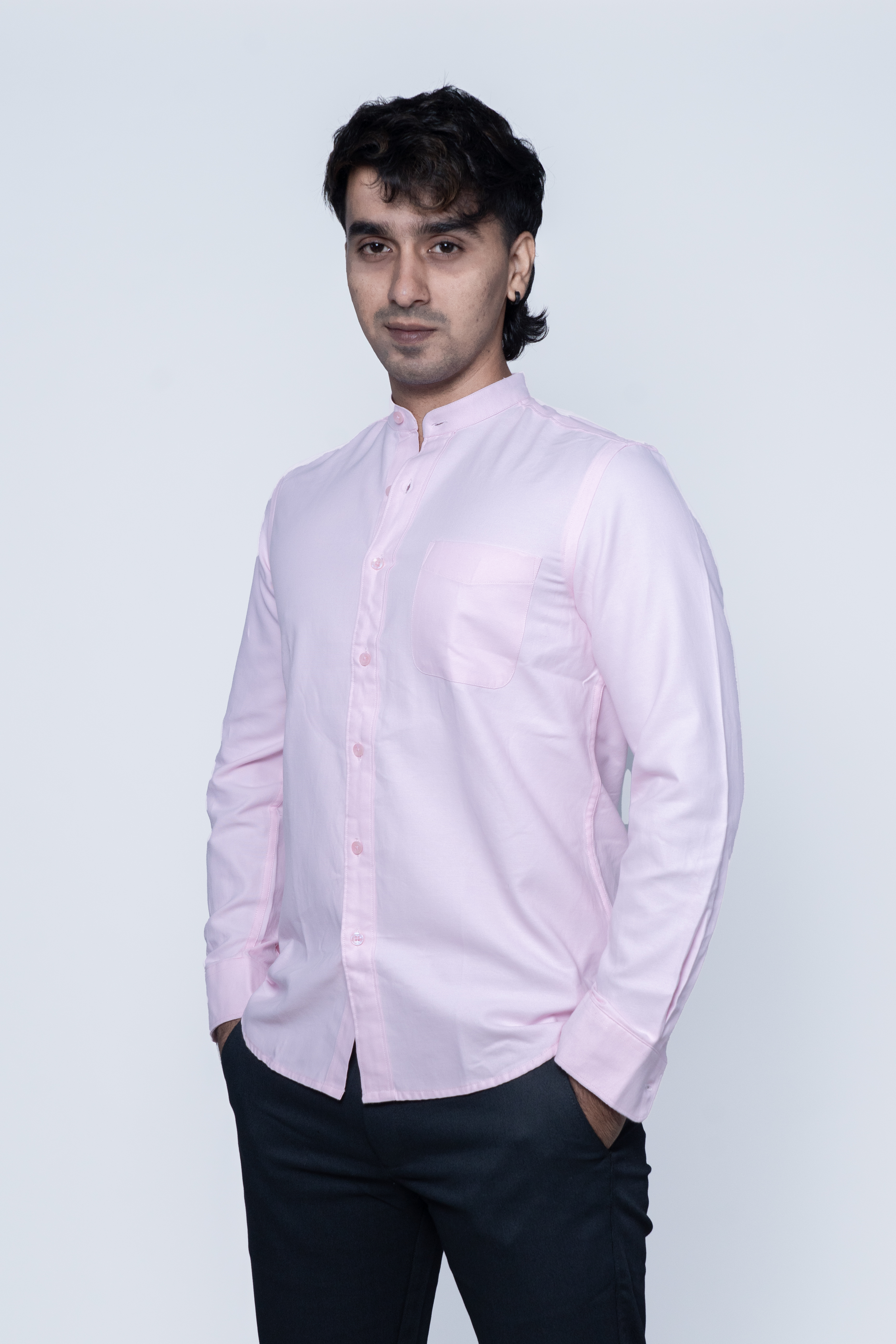 Pink Chinese Collar Shirt – Luxe Edition