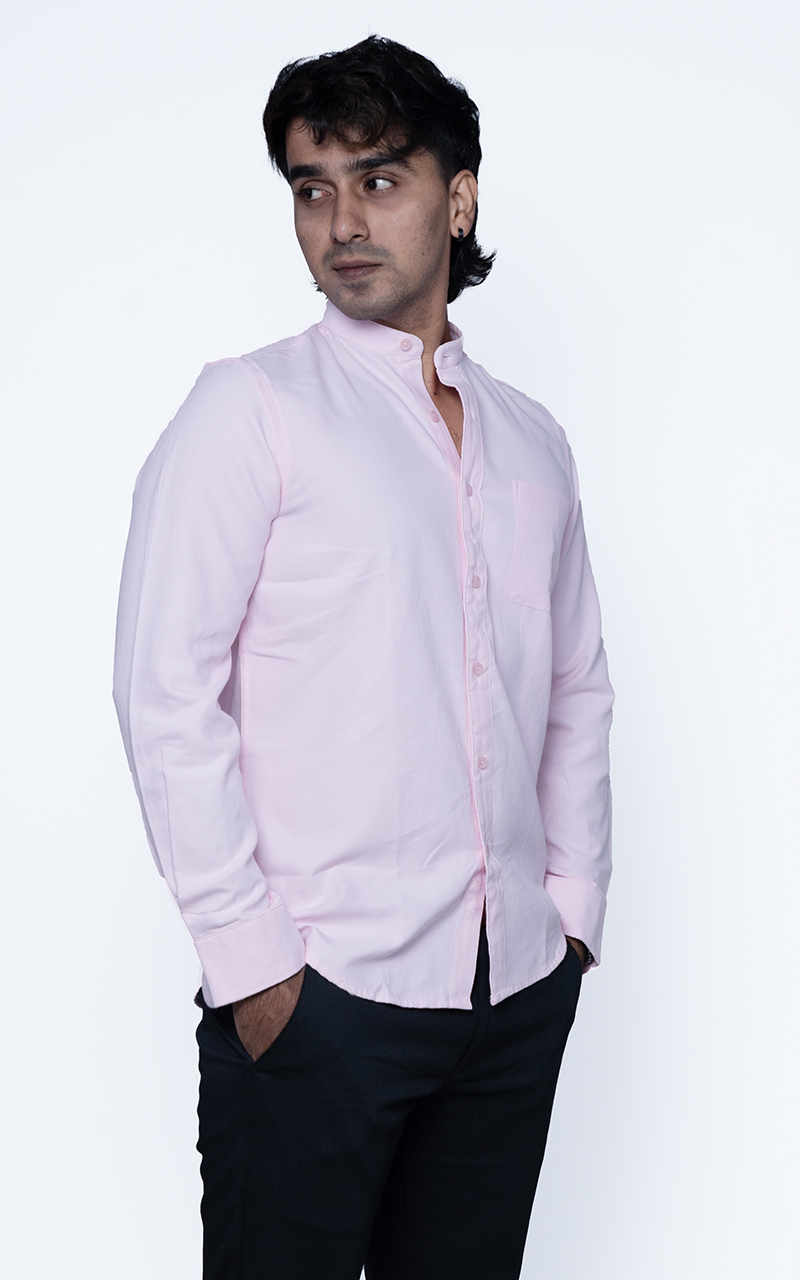 Pink Chinese Collar Shirt – Luxe Edition