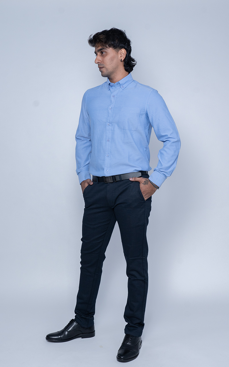 Royal Blue Classic Collar Shirt – Tailored for Style