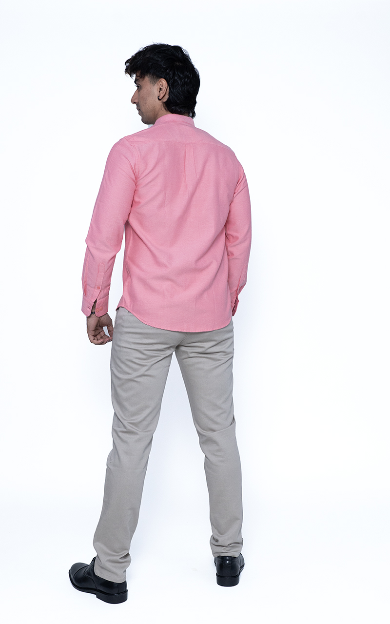Crimson Red Chinese Collar Shirt – Bold Elegance