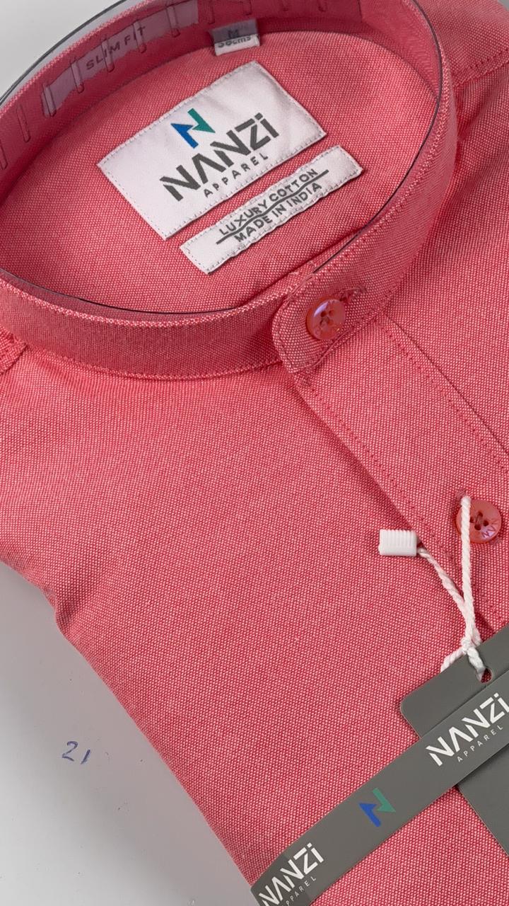 Crimson Red Chinese Collar Shirt – Bold Elegance
