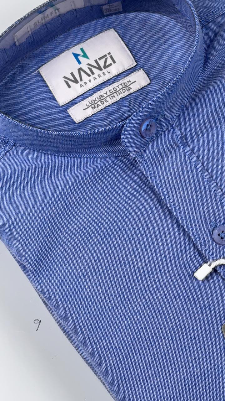 Royal Blue Chinese Collar Shirt – Tailored Classic