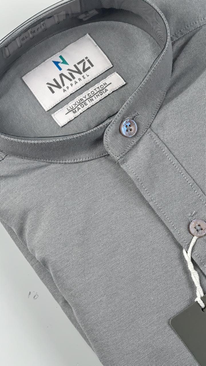 Light Grey Chinese Collar Shirt – Minimal Luxe