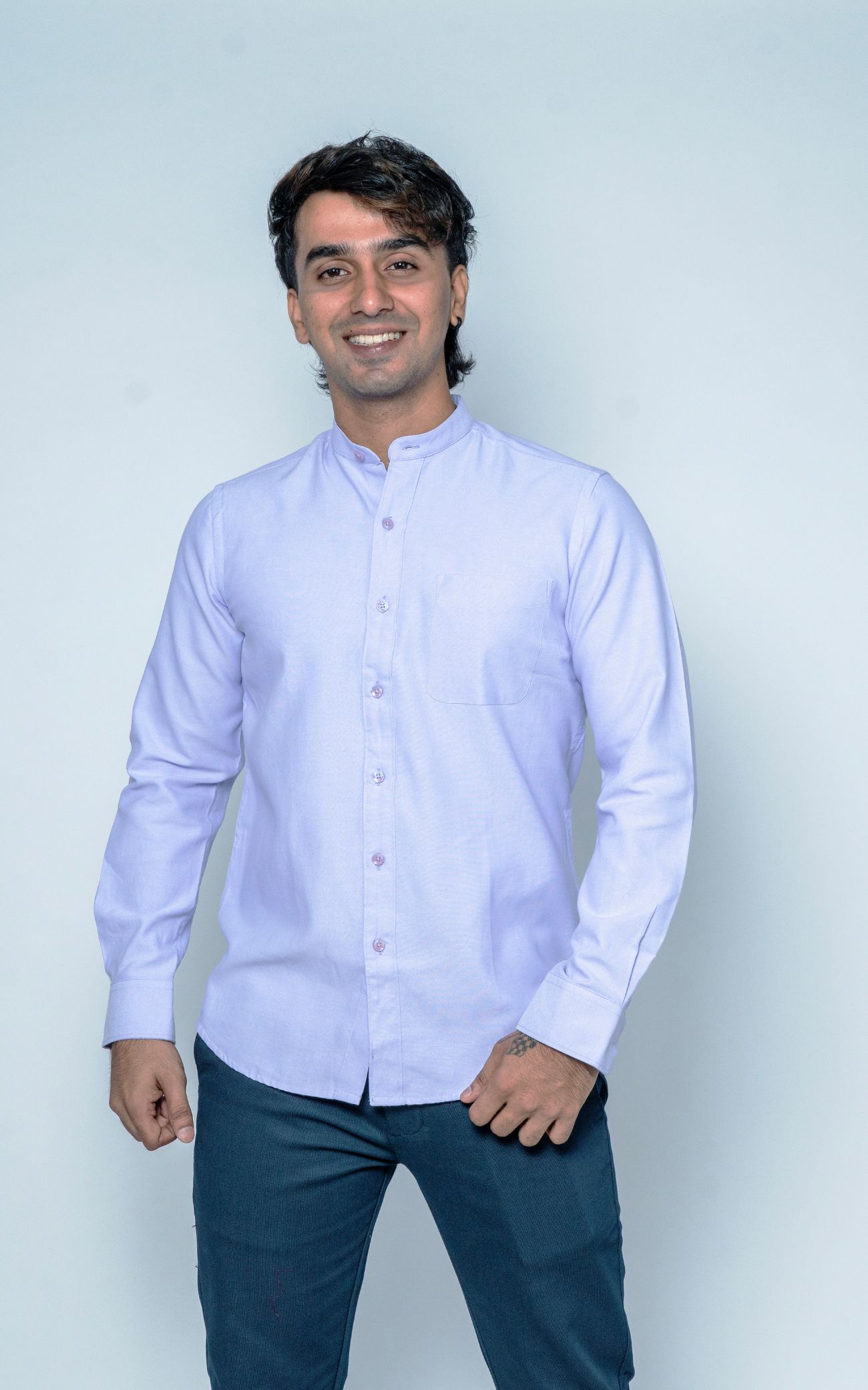 Light Purple Chinese Collar Shirt – Royal Finish