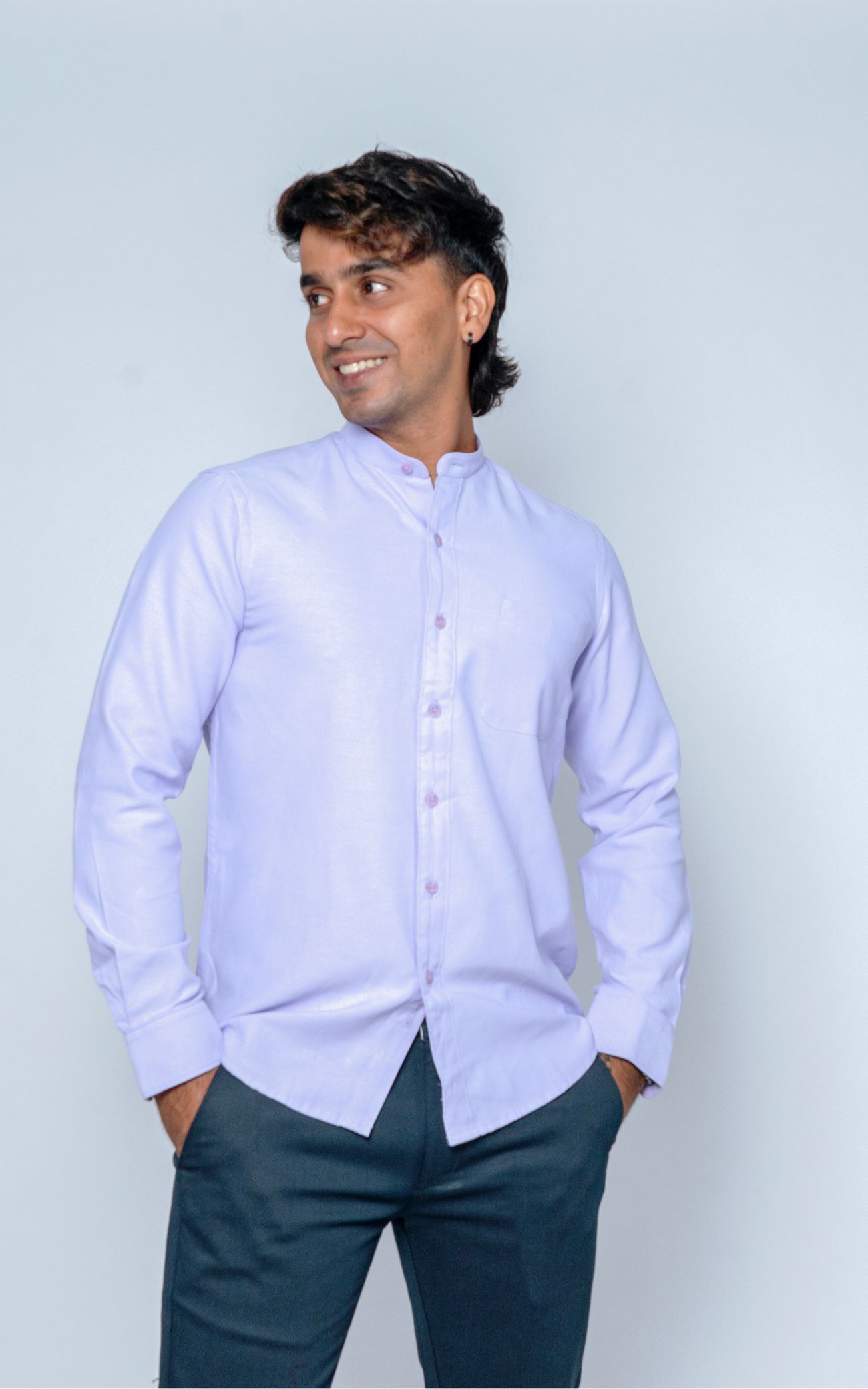 Light Purple Chinese Collar Shirt – Royal Finish