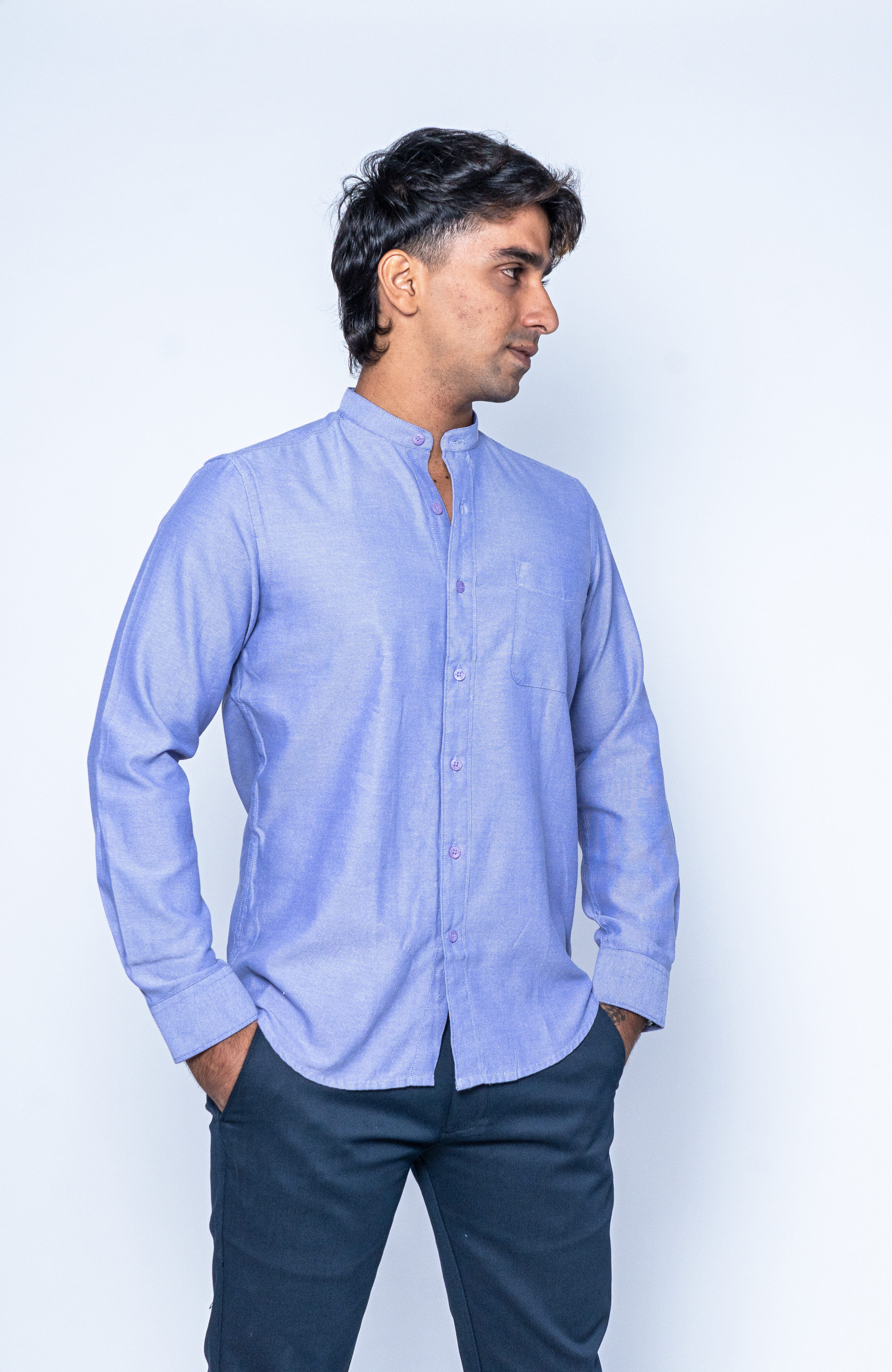 Dark Purple Chinese Collar Shirt – Royal Finish