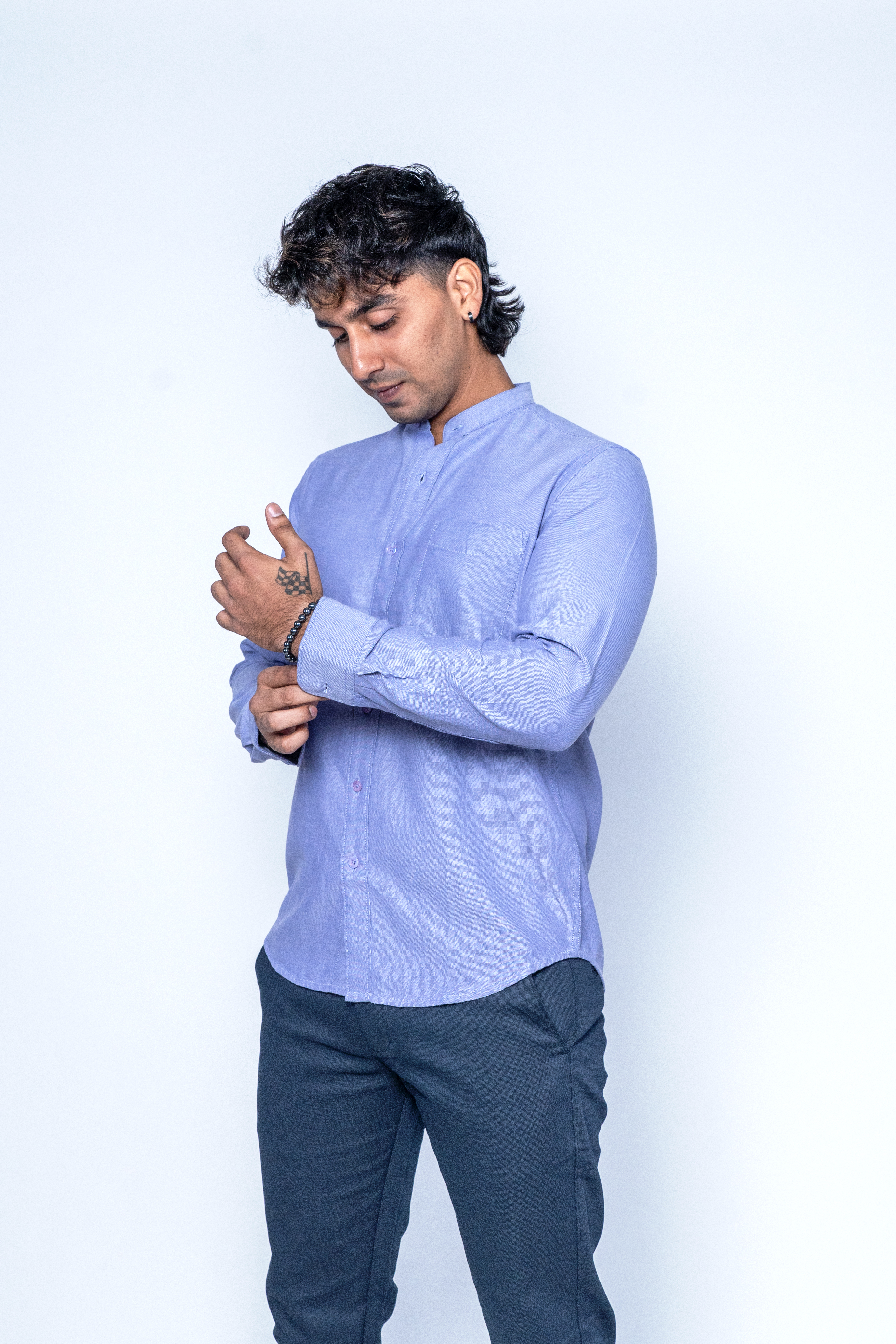 Dark Purple Chinese Collar Shirt – Royal Finish